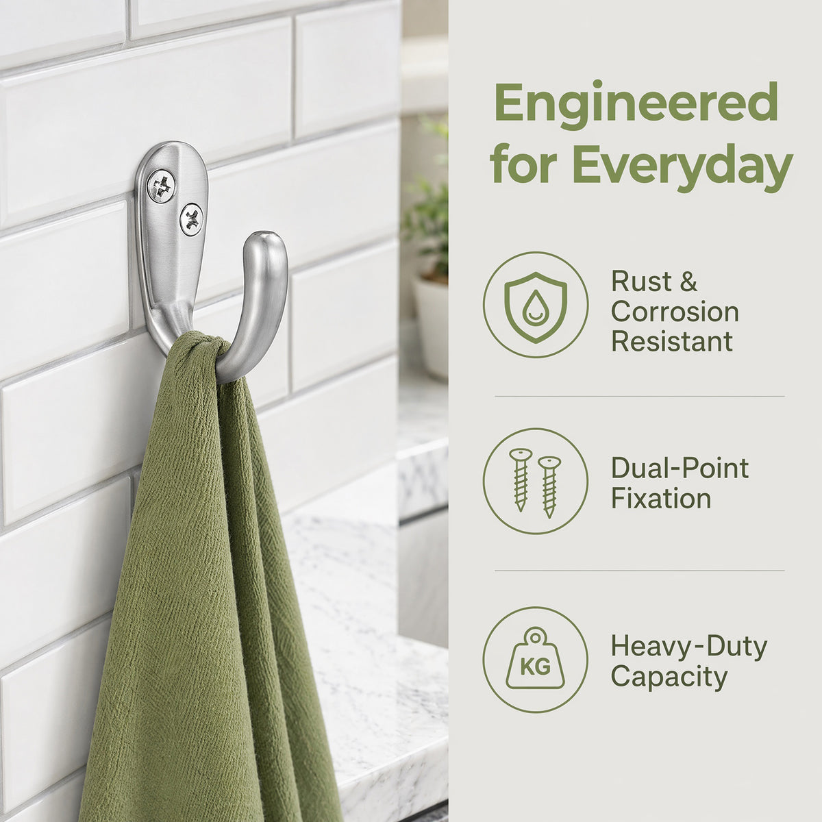 LF6004BN-Brushed Nickel 5 Pack Premium Aluminum Alloy Coat Dual Hooks