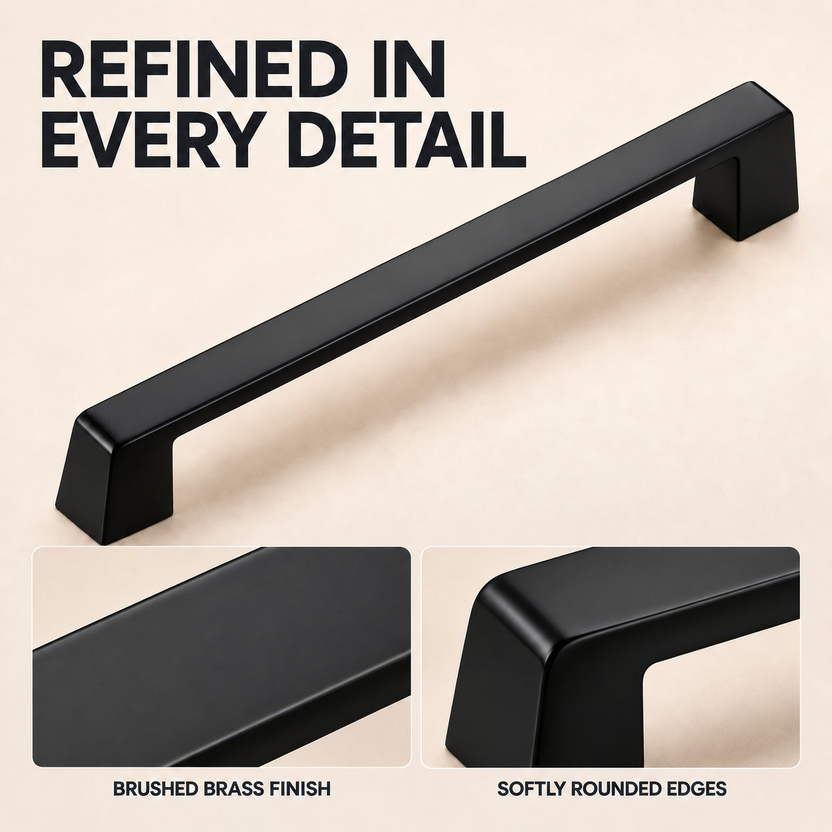FESTIVO LF8278-160MB 7.24" Zinc Alloy Matte Black Cabinet Handles Pulls, Bar-Shape Two-Holes 5 Packs