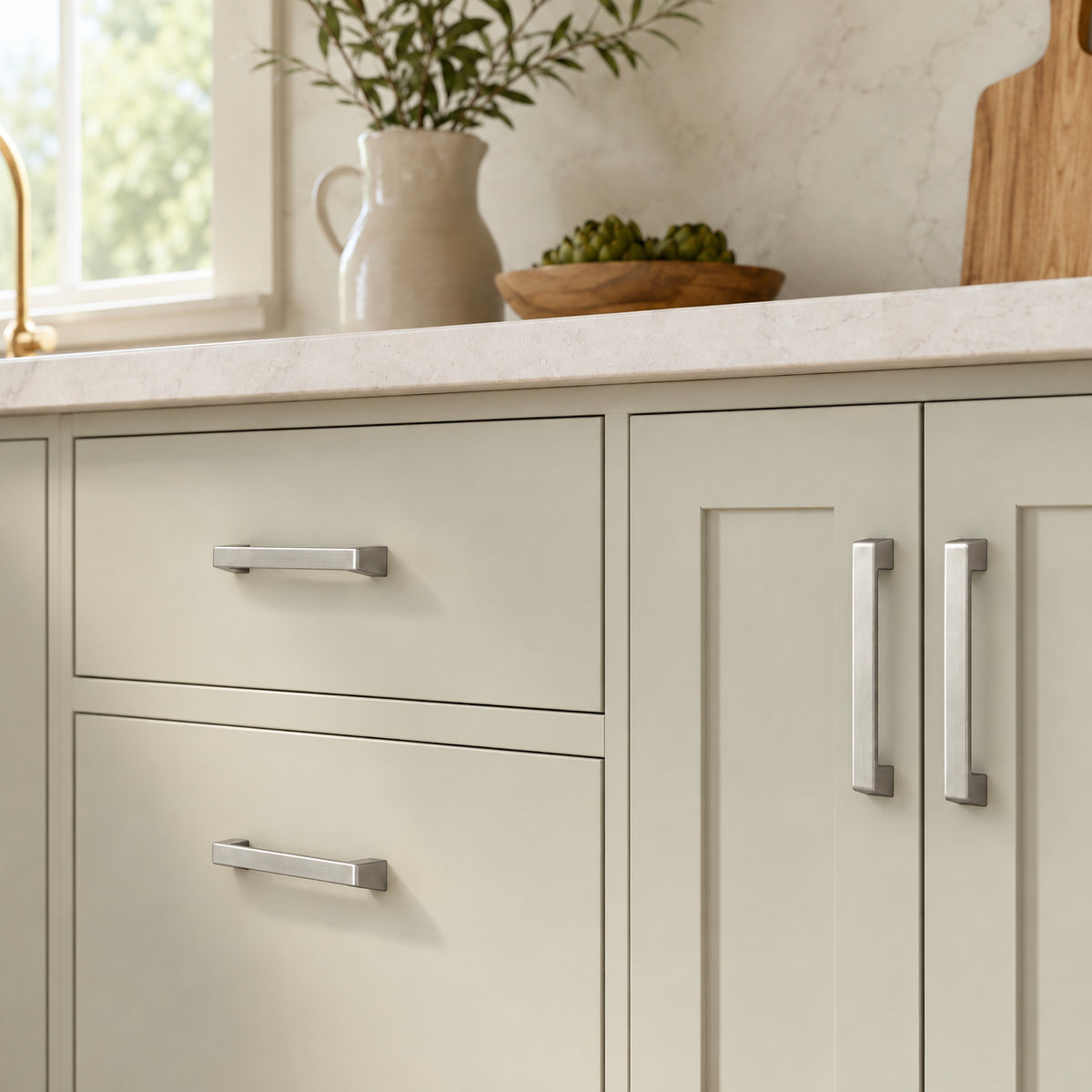 FESTIVO LF8278-96BN 4.72" Zinc Alloy Brushed Nickel Cabinet Handles Pulls, Bar-Shape Two-Holes 5 Packs