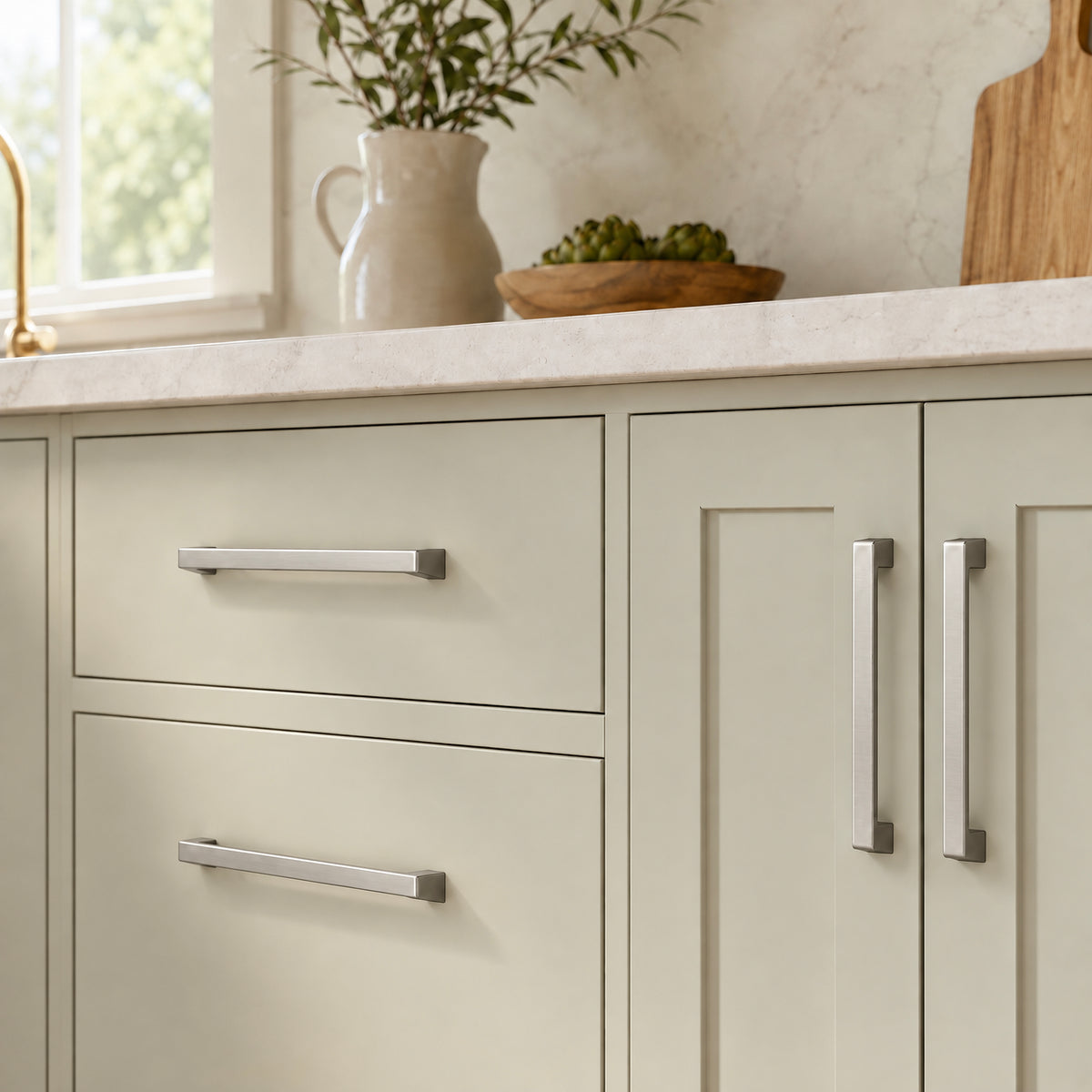 FESTIVO LF8278-128BN 5.98" Zinc Alloy Brushed Nickel Cabinet Handles Pulls, Bar-Shape Two-Holes 5 Packs