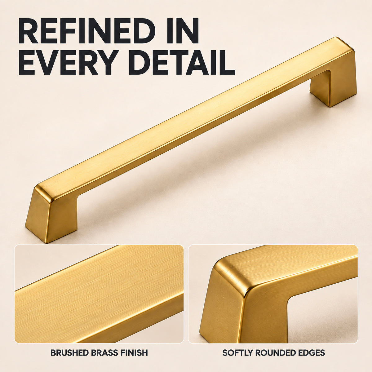 FESTIVO LF8278-160BGB 7.24" Zinc Alloy Brushed Gold Brass Cabinet Handles Pulls, Bar-Shape Two-Holes 5 Packs