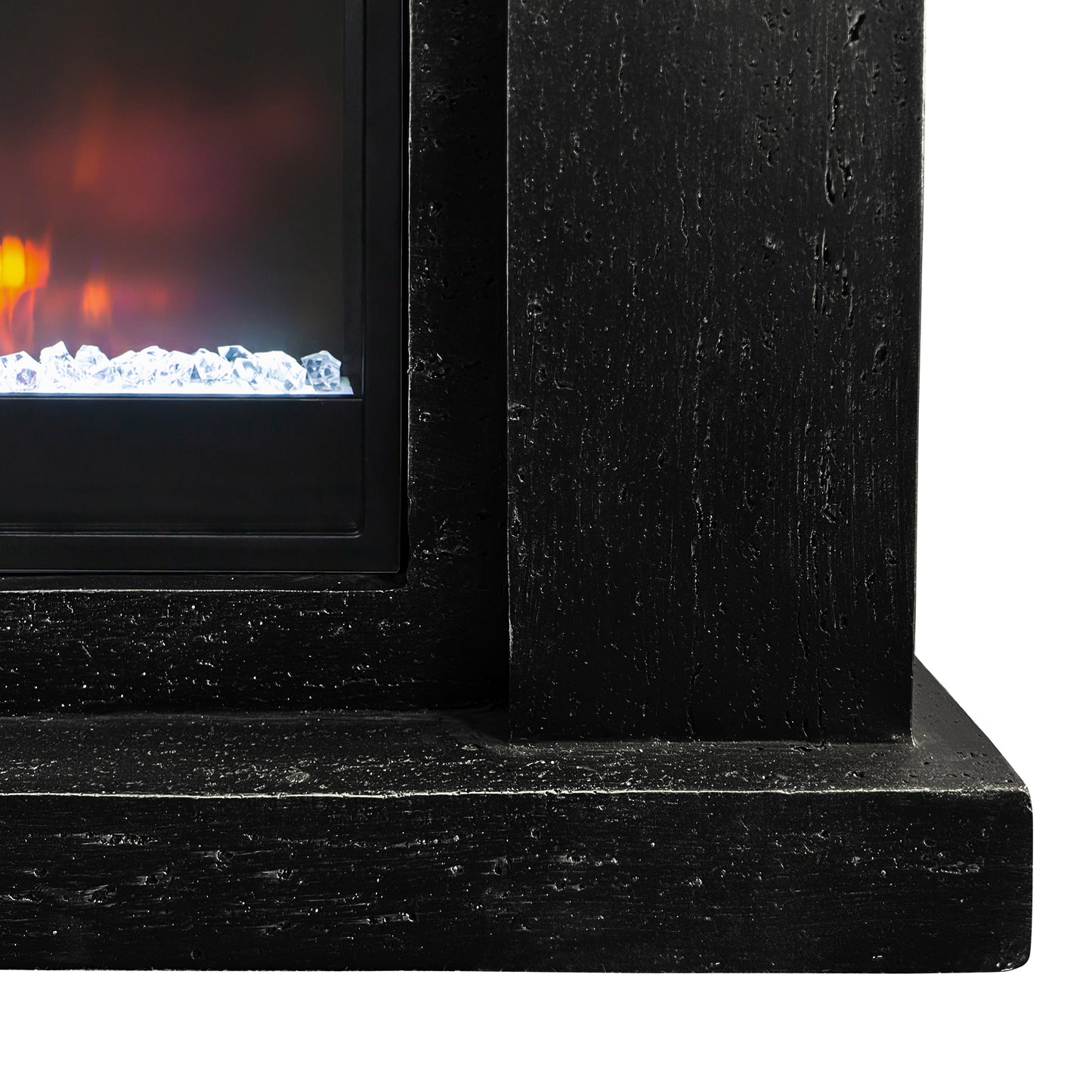 Festivo FFP25102 44.5" Electric Fireplace MGO Mantel with a Natural Stone–Look Finish-Black Travertine