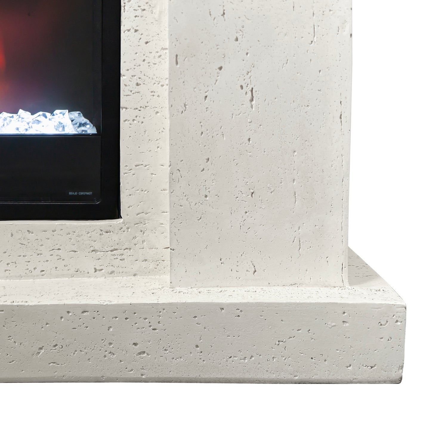 Festivo FFP25101 44.5" Electric Fireplace MGO Mantel with a Natural Stone–Look Finish-Ivory Travertine
