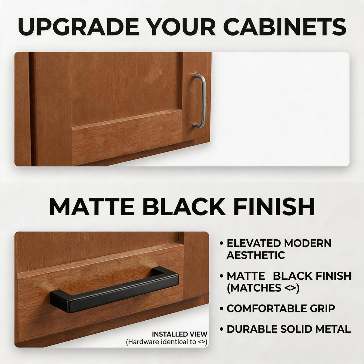 FESTIVO LF8245-160MB 6.7" Zinc Alloy Matte Black Cabinet Handles Pulls, Bar-Shape Two-Holes 5 Packs