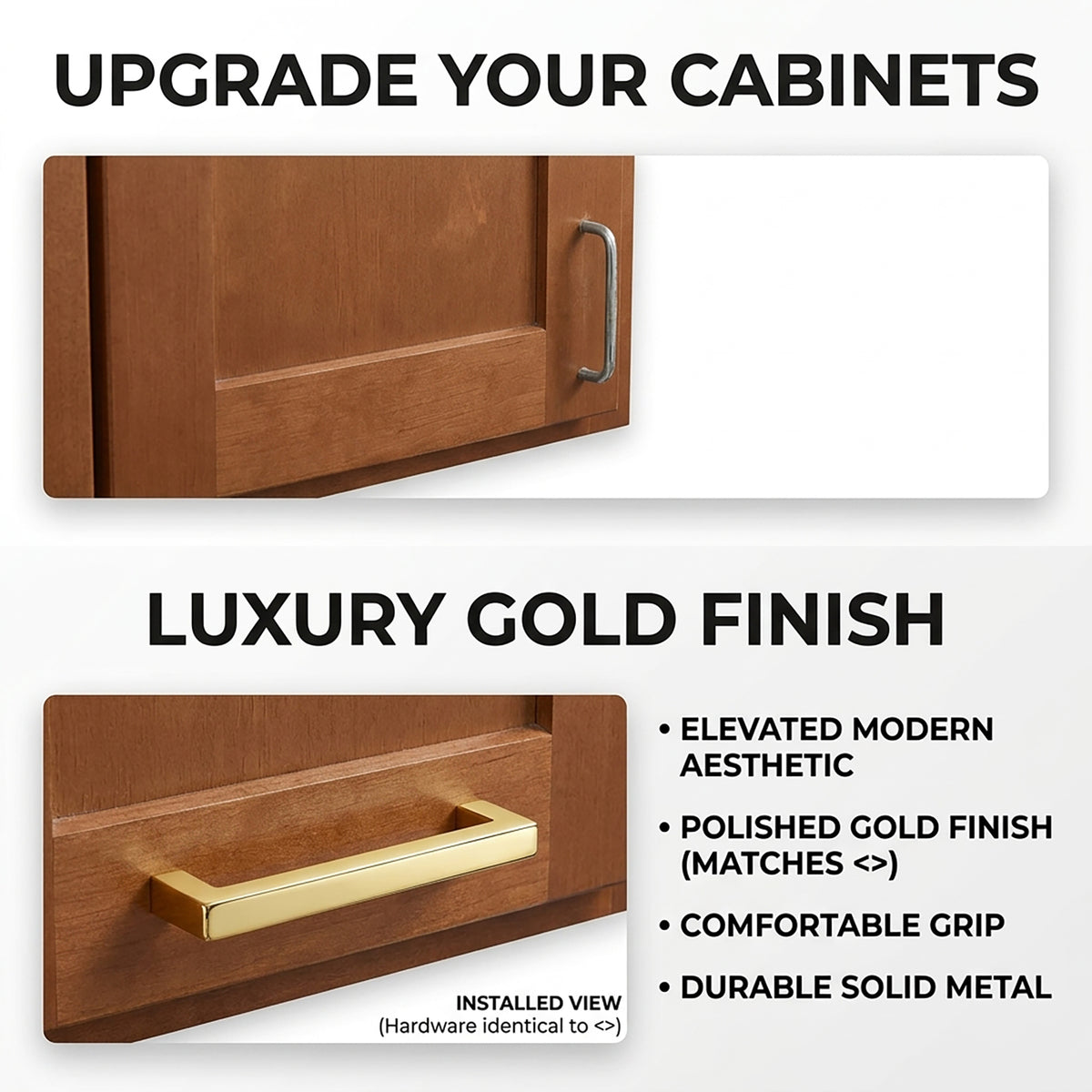 FESTIVO LF8245-128BGB 5.4" Zinc Alloy Brushed Gold Brass Cabinet Handles Pulls, Bar-Shape Two-Holes 5 Packs