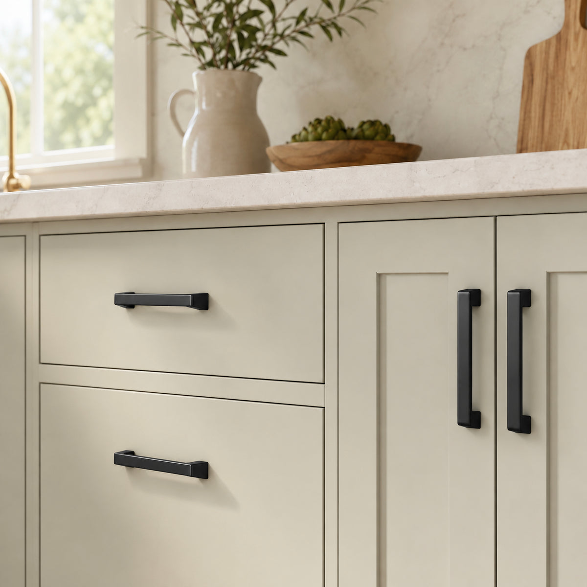 FESTIVO LF8278-96MB 4.72" Zinc Alloy Matte Black Cabinet Handles Pulls, Bar-Shape Two-Holes 5 Packs