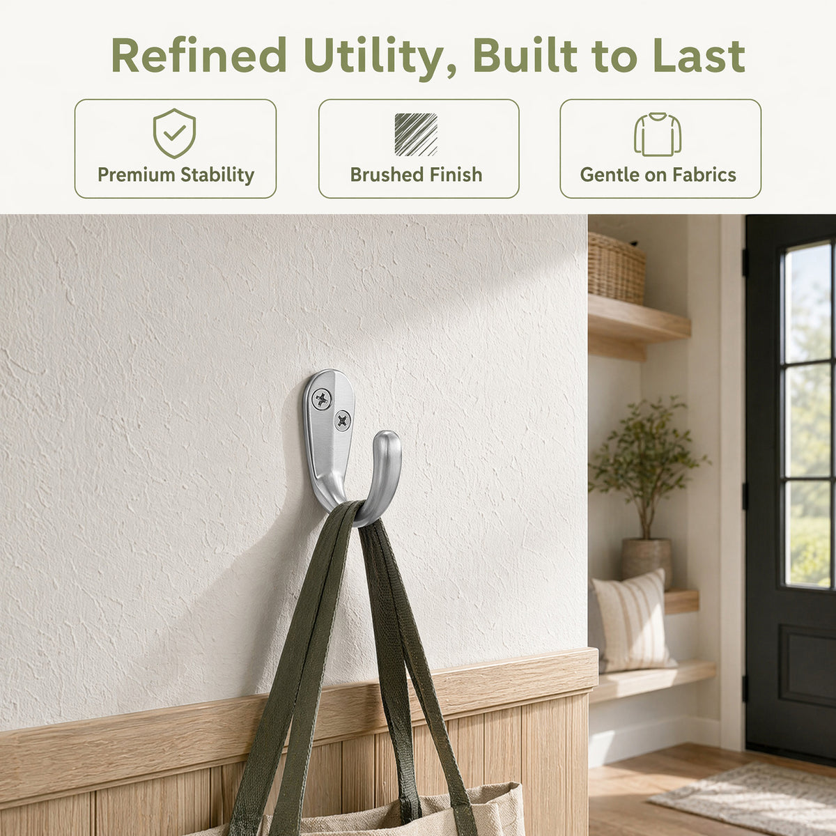 LF6004BN-Brushed Nickel 5 Pack Premium Aluminum Alloy Coat Dual Hooks