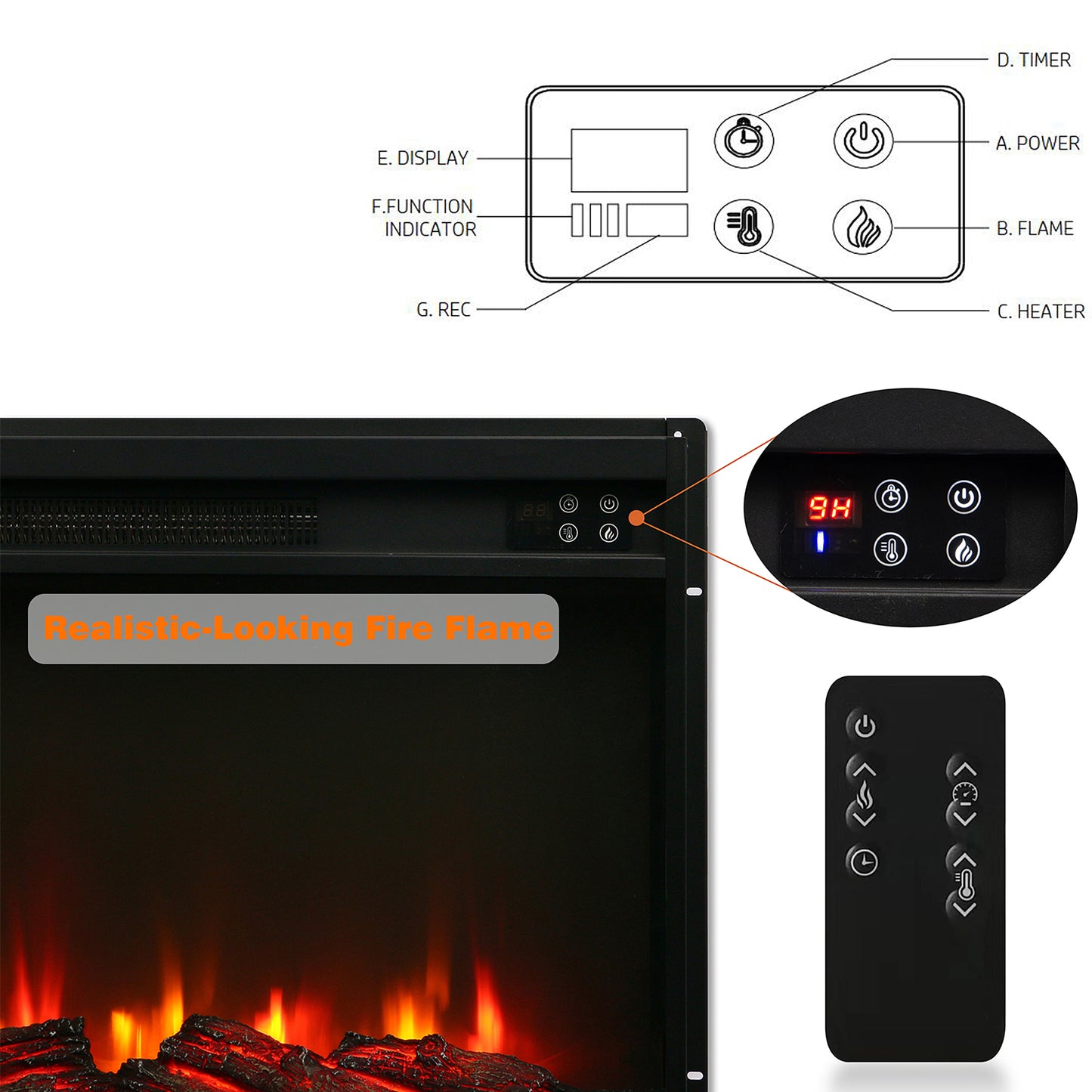 Festivo FFP20121 45" Electric Fireplace Mantel with Faux Brick-Grey