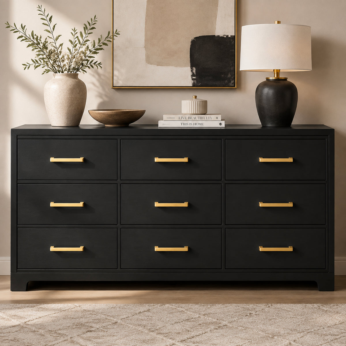 FESTIVO LF8278-96BGB 4.72" Zinc Alloy Brushed Gold Brass Cabinet Handles Pulls, Bar-Shape Two-Holes 5 Packs
