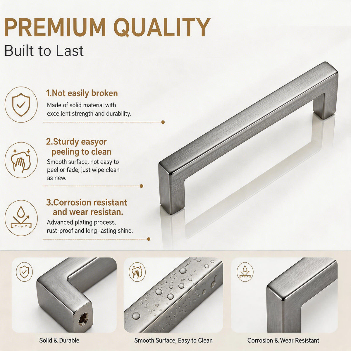 FESTIVO LF8245-160BN 6.7" Zinc Alloy Brushed Nickel Cabinet Handles Pulls, Bar-Shape Two-Holes 5 Packs