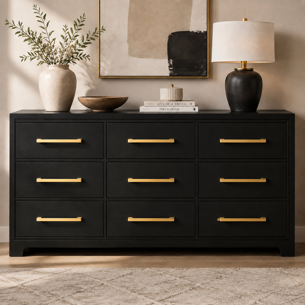 FESTIVO LF8278-128BGB 5.98" Zinc Alloy Brushed Gold Brass Cabinet Handles Pulls, Bar-Shape Two-Holes 5 Packs