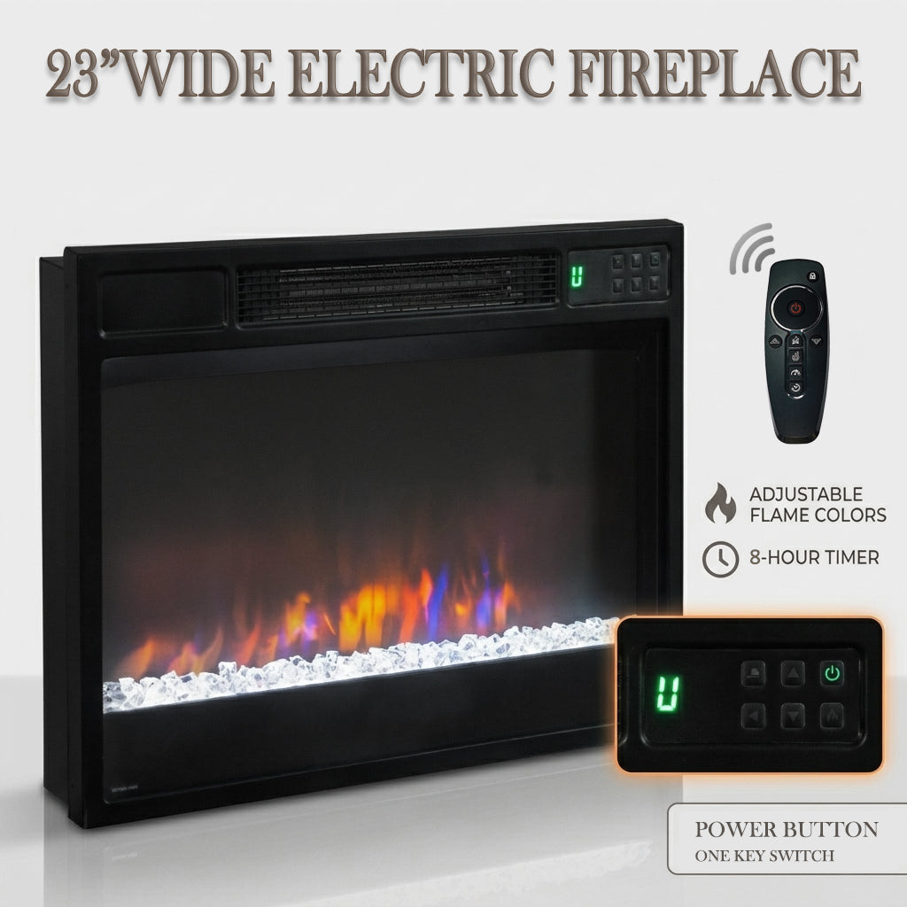 Festivo FFP25102 44.5" Electric Fireplace MGO Mantel with a Natural Stone–Look Finish-Black Travertine