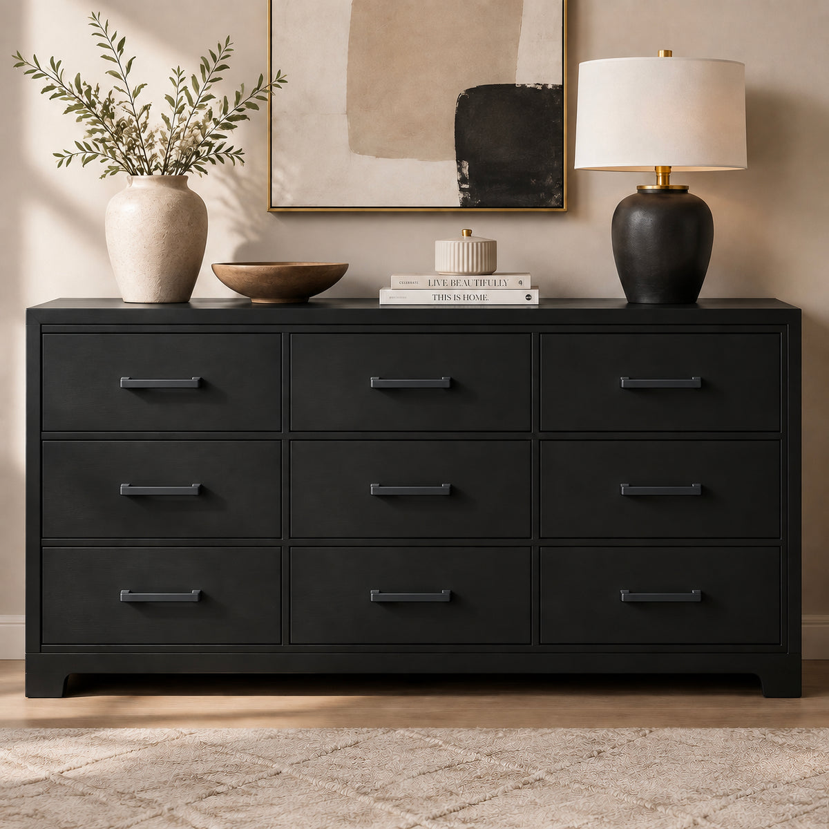 FESTIVO LF8278-96MB 4.72" Zinc Alloy Matte Black Cabinet Handles Pulls, Bar-Shape Two-Holes 5 Packs