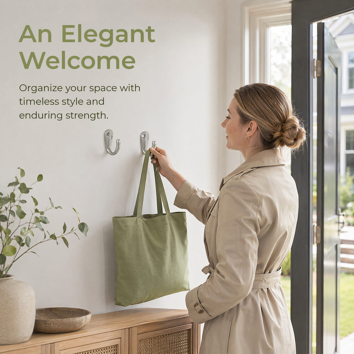 LF6004BN-Brushed Nickel 5 Pack Premium Aluminum Alloy Coat Dual Hooks