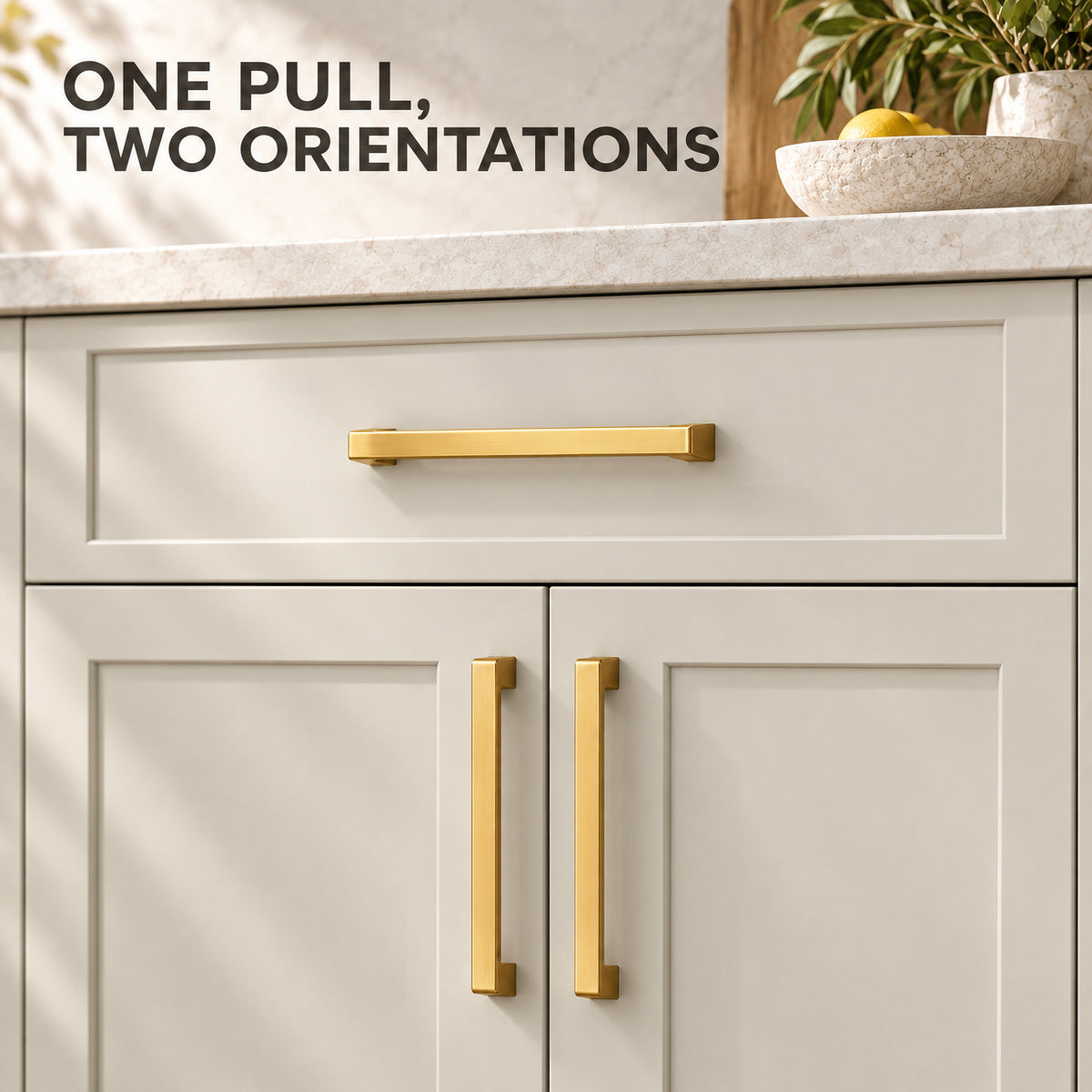 FESTIVO LF8278-160BGB 7.24" Zinc Alloy Brushed Gold Brass Cabinet Handles Pulls, Bar-Shape Two-Holes 5 Packs