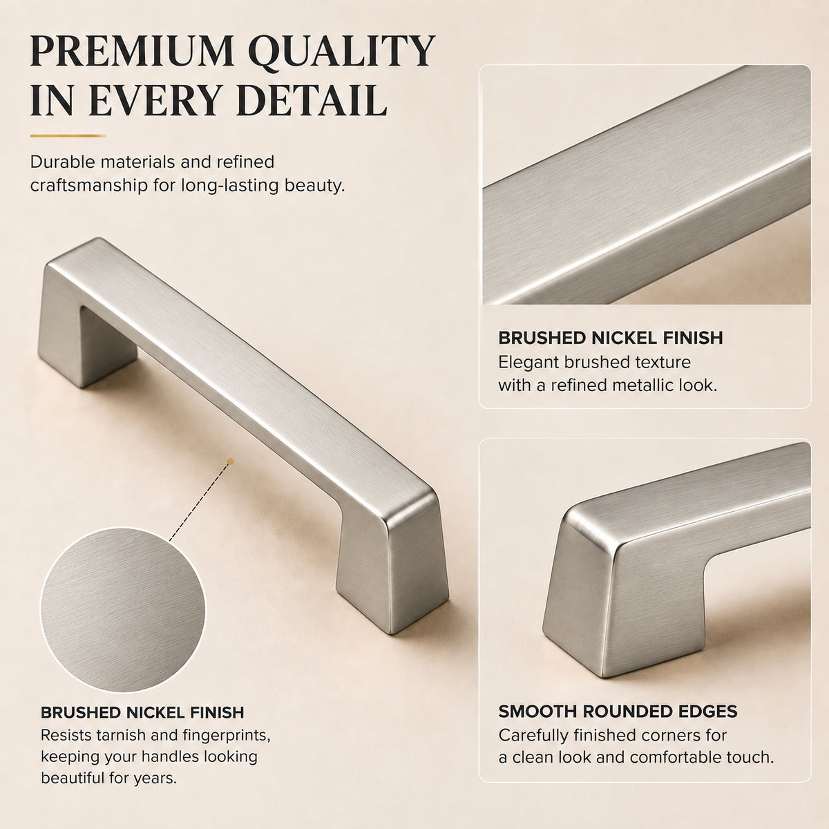 FESTIVO LF8278-96BN 4.72" Zinc Alloy Brushed Nickel Cabinet Handles Pulls, Bar-Shape Two-Holes 5 Packs