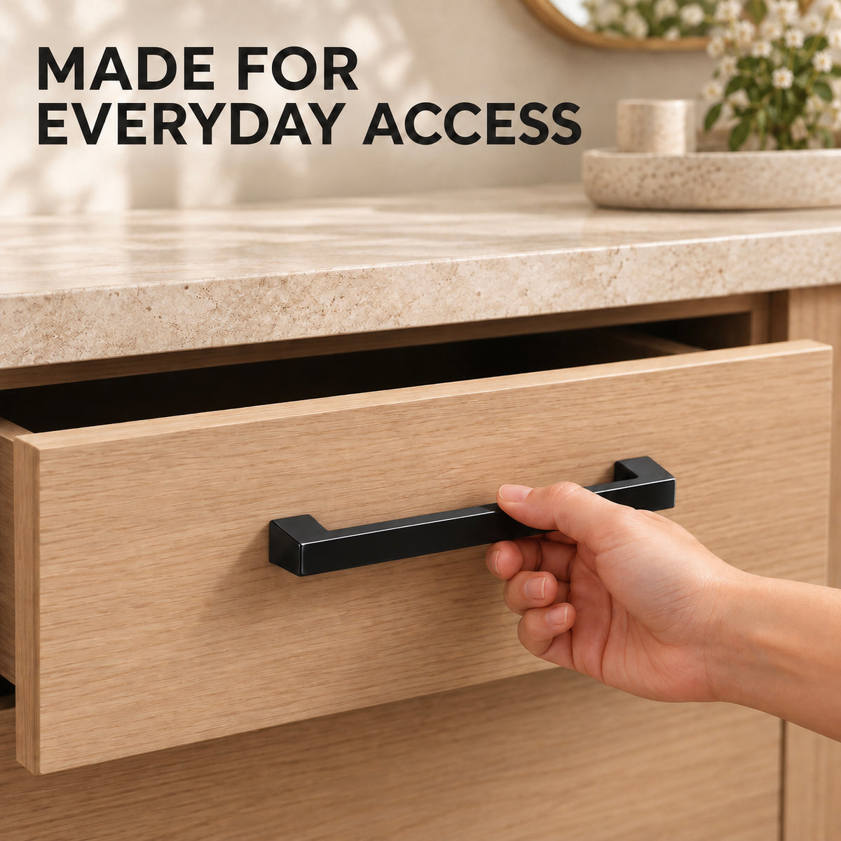 FESTIVO LF8278-160MB 7.24" Zinc Alloy Matte Black Cabinet Handles Pulls, Bar-Shape Two-Holes 5 Packs