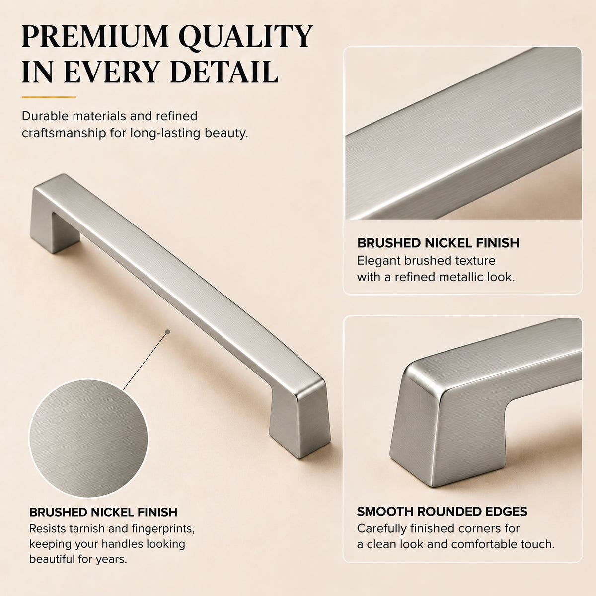 FESTIVO LF8278-128BN 5.98" Zinc Alloy Brushed Nickel Cabinet Handles Pulls, Bar-Shape Two-Holes 5 Packs