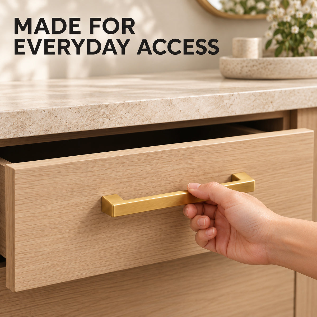FESTIVO LF8278-160BGB 7.24" Zinc Alloy Brushed Gold Brass Cabinet Handles Pulls, Bar-Shape Two-Holes 5 Packs