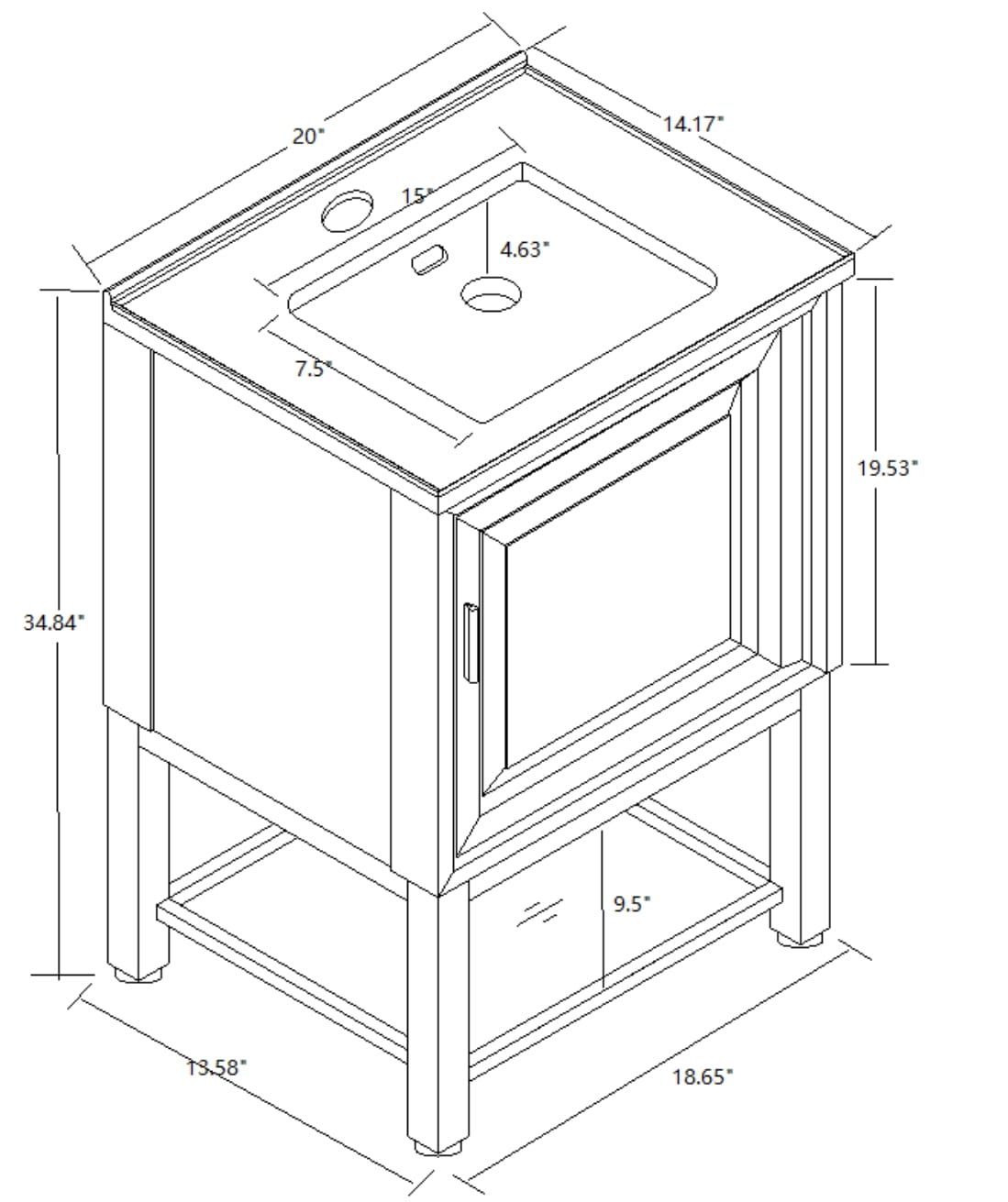 Festivo 20" FBV24211 Freestanding Bathroom Vanity with Ceramic Top-Grey