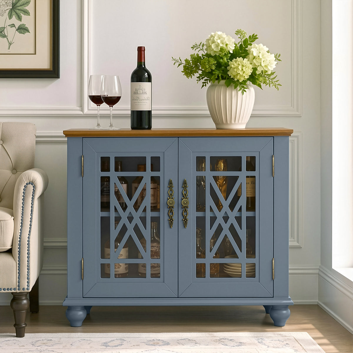 Festivo FCB26425 38" Buffet Sideboard Cabinet-Light Blue