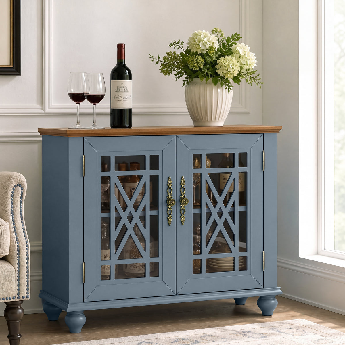 Festivo FCB26425 38" Buffet Sideboard Cabinet-Light Blue