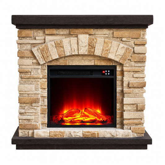 Festivo FFP20131 36" Electric Fireplace Mantel with Faux Brick-Tan