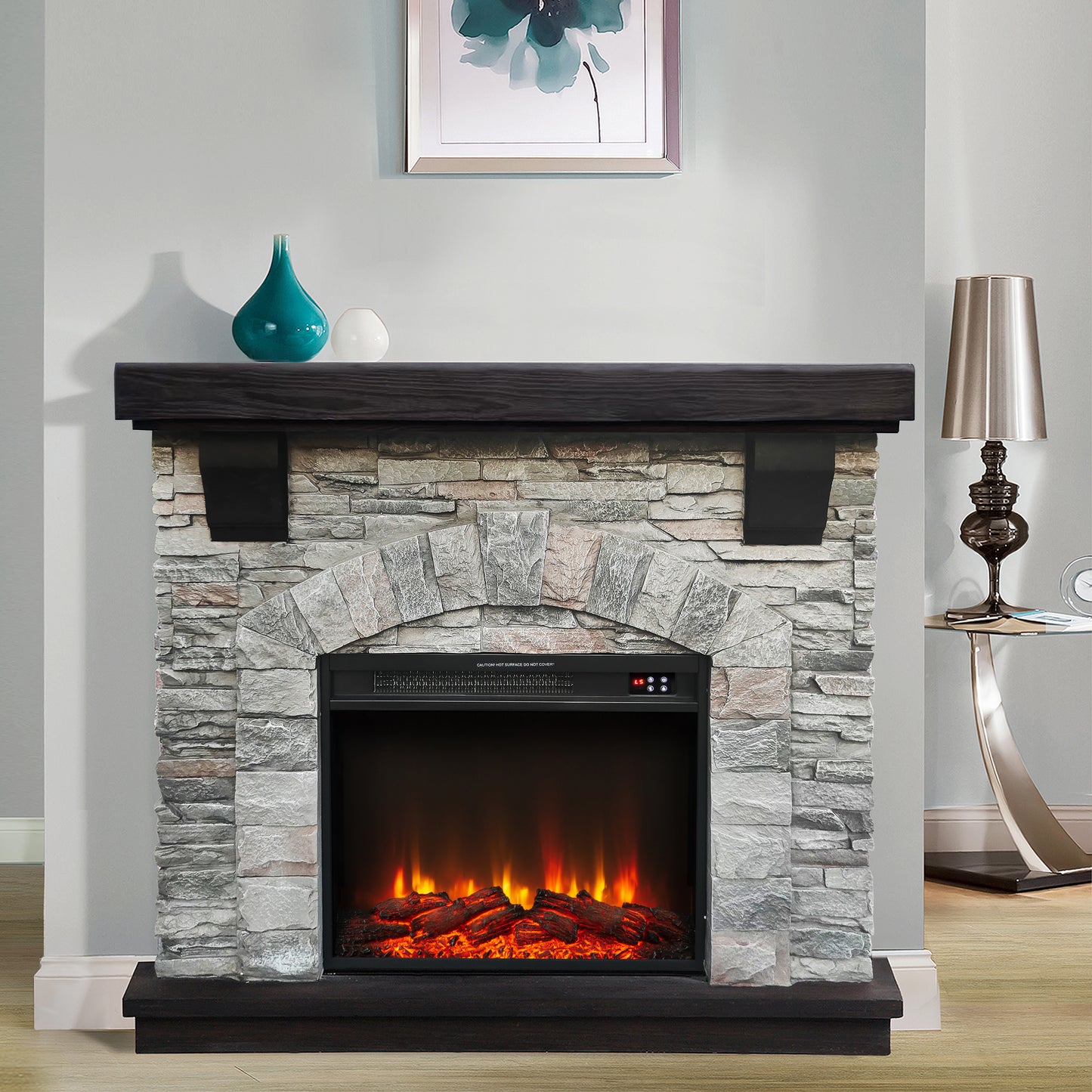 Festivo FFP20121 45" Electric Fireplace Mantel with Faux Brick-Grey