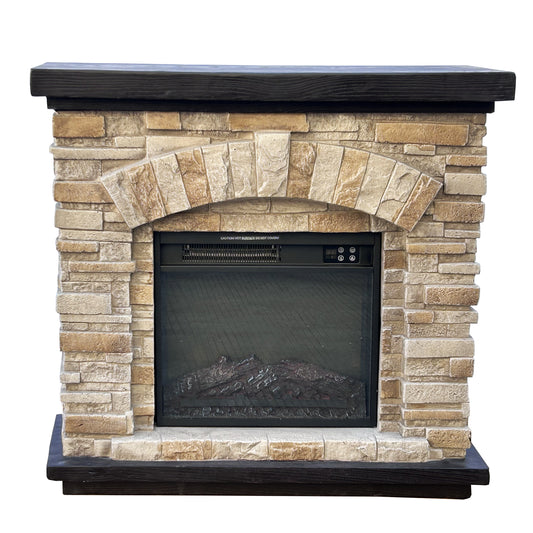 Festivo FFP20131 36" Electric Fireplace Mantel with Faux Brick-Tan