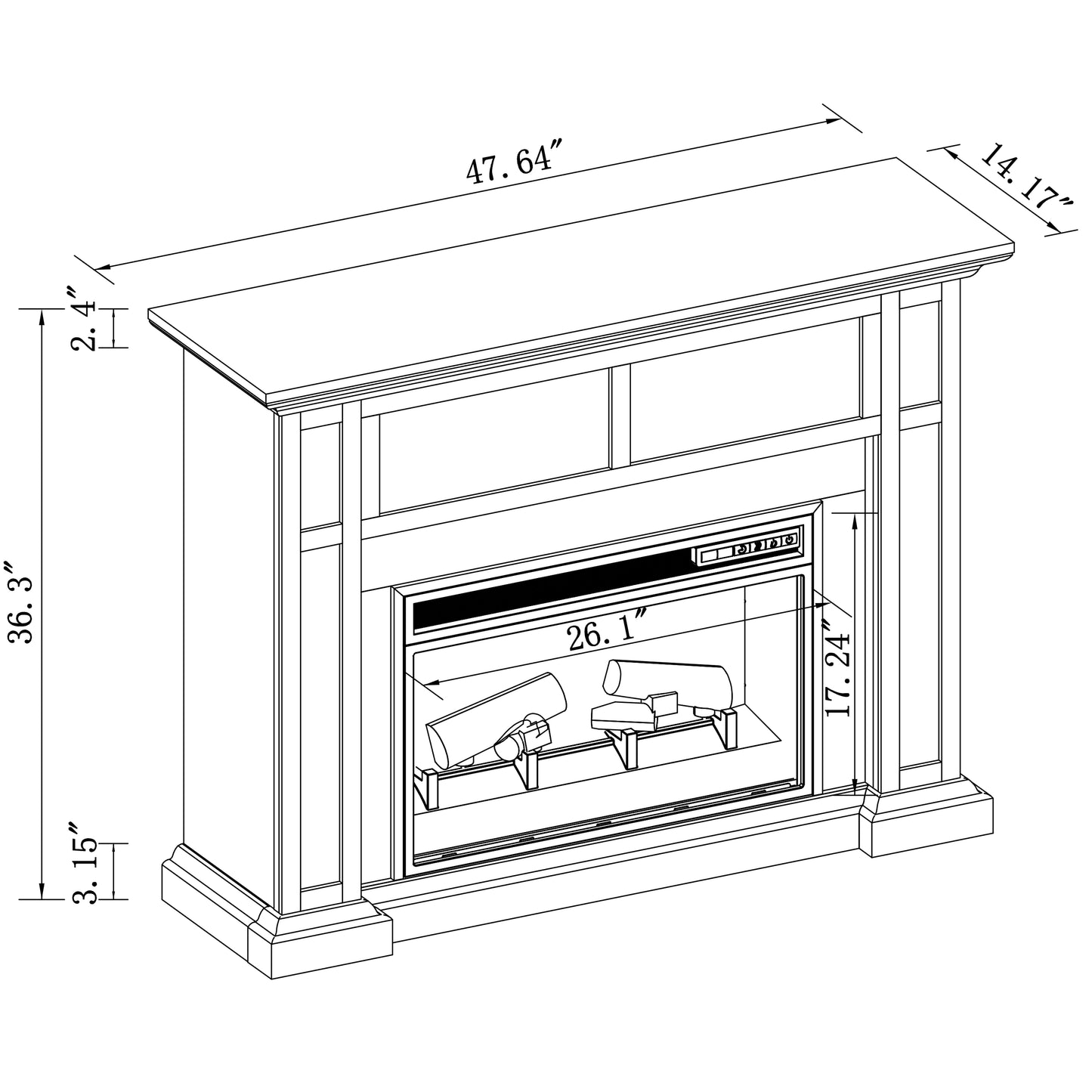 Festivo FFP23346 48" Electric Fireplace Mantel with Faux Brick-Brown