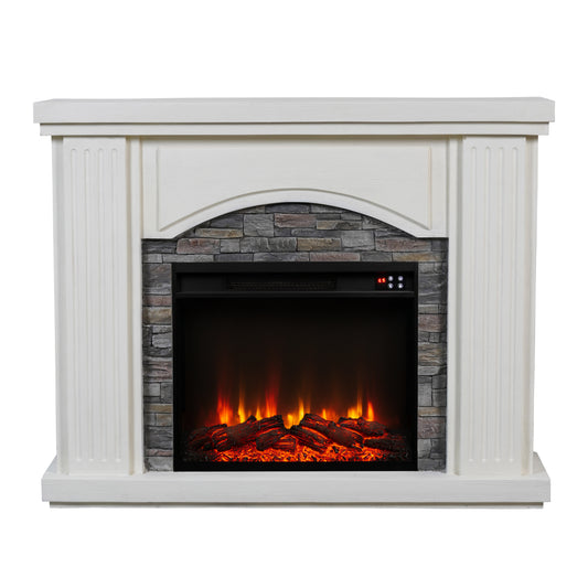Festivo FFP23617 48" Electric Fireplace Mantel with Faux Brick-White
