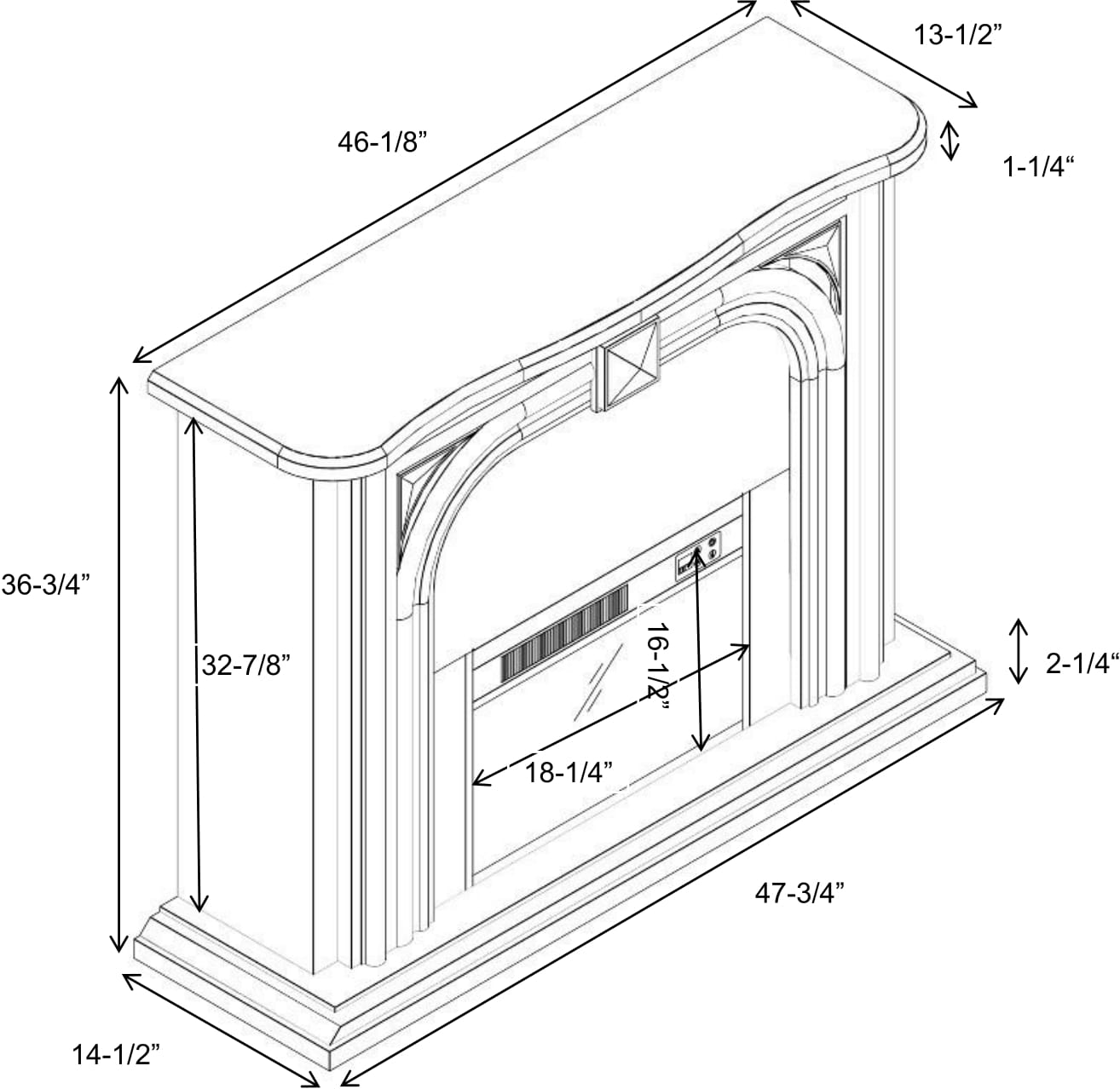 Festivo FFP24346 47.5" Electric Fireplace Mantel-White