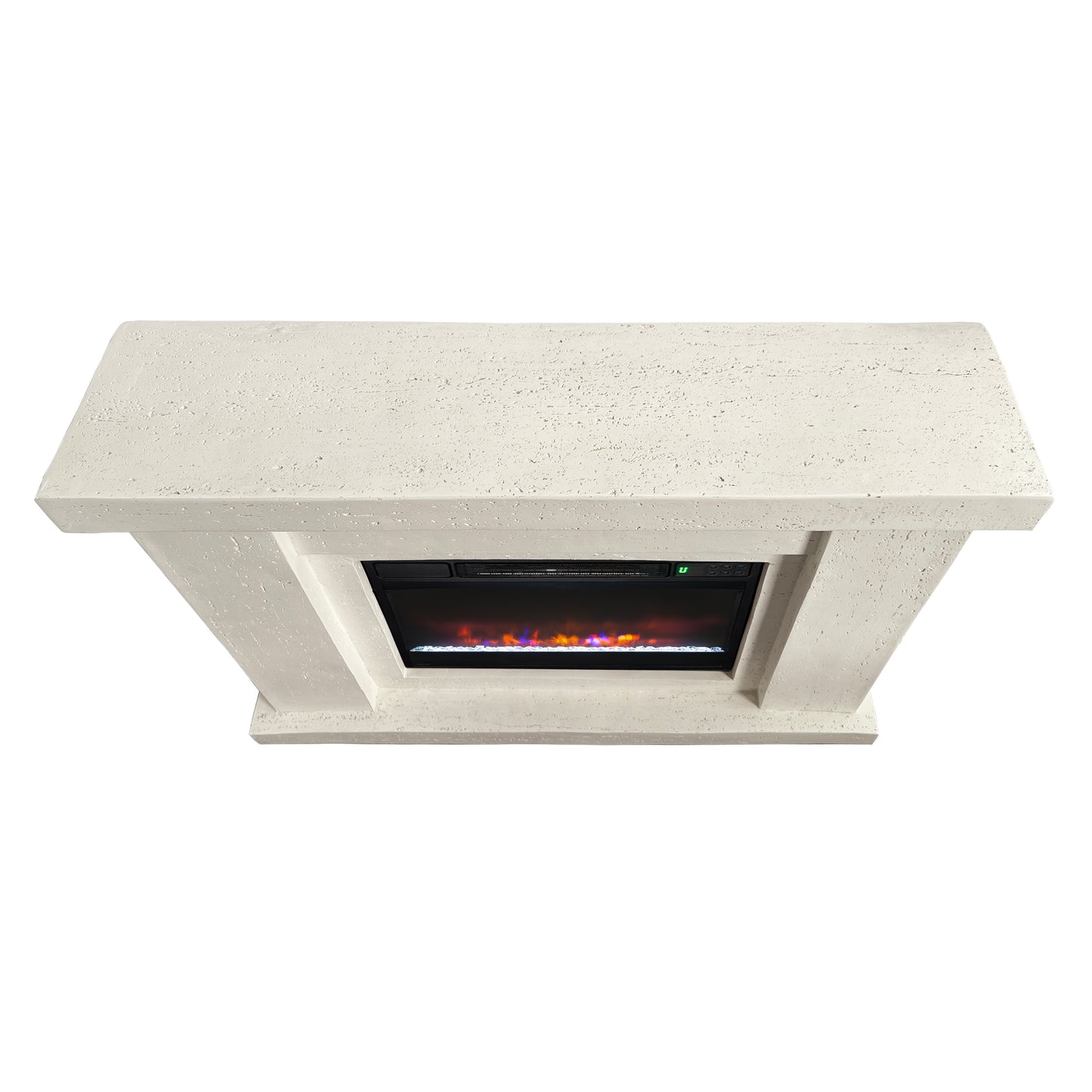 Festivo FFP25101 44.5" Electric Fireplace MGO Mantel with a Natural Stone–Look Finish-Ivory Travertine