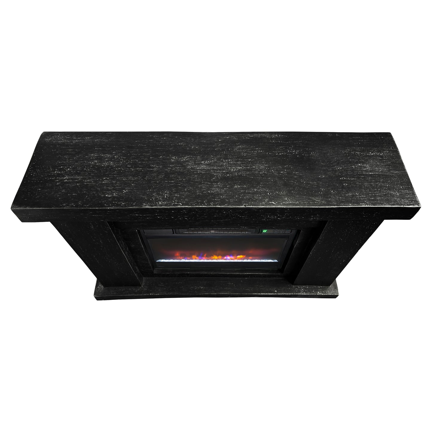 Festivo FFP25102 44.5" Electric Fireplace MGO Mantel with a Natural Stone–Look Finish-Black Travertine