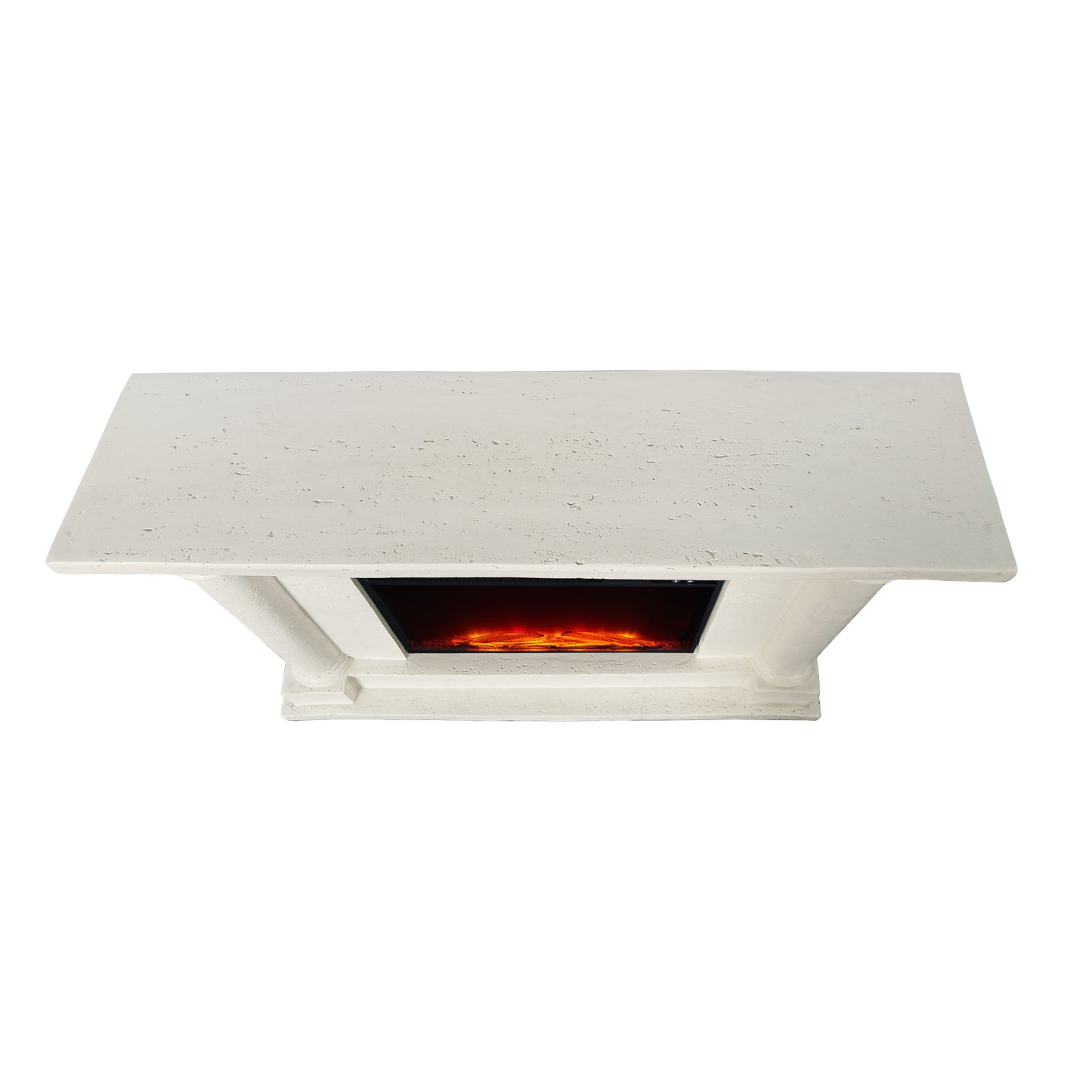 Festivo FFP25111 44.5" Electric Fireplace MGO Mantel with a Natural Stone–Look Finish-Ivory Travertine