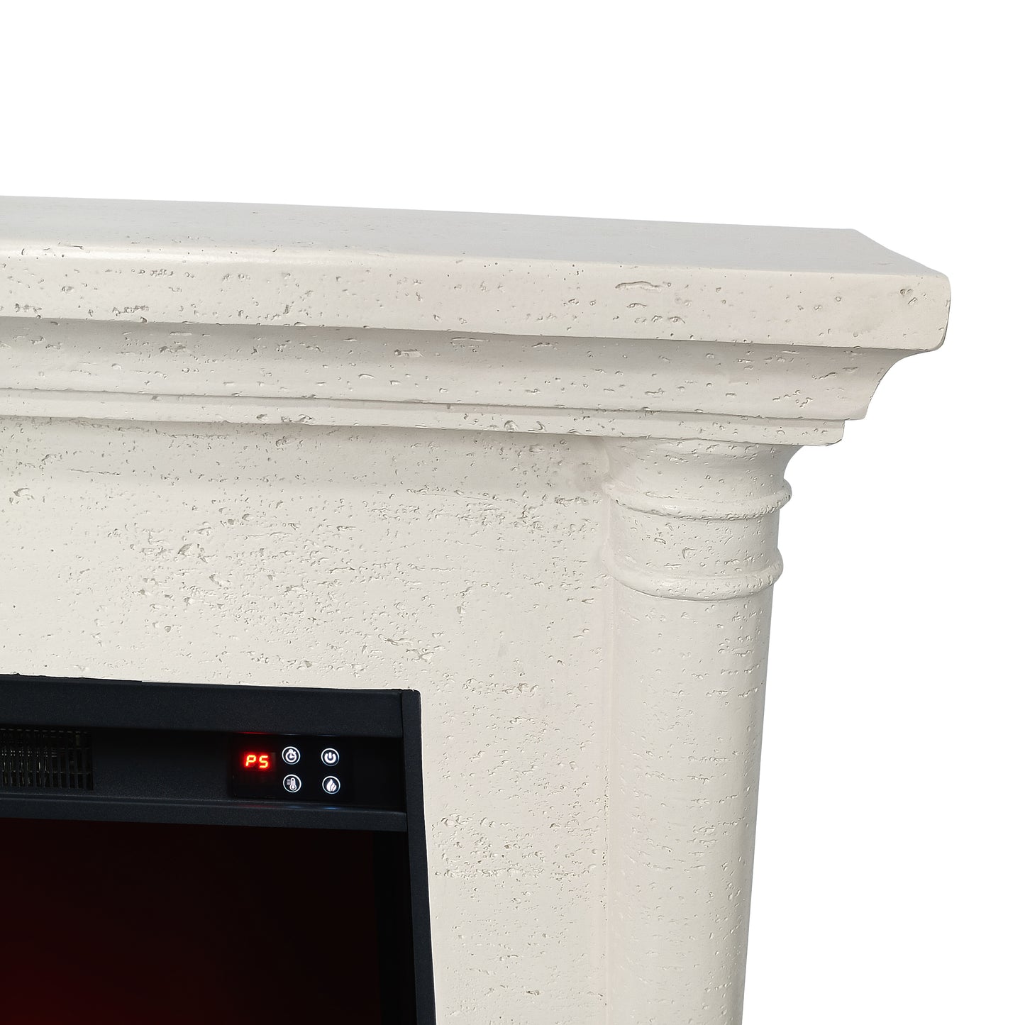 Festivo FFP25111 44.5" Electric Fireplace MGO Mantel with a Natural Stone–Look Finish-Ivory Travertine