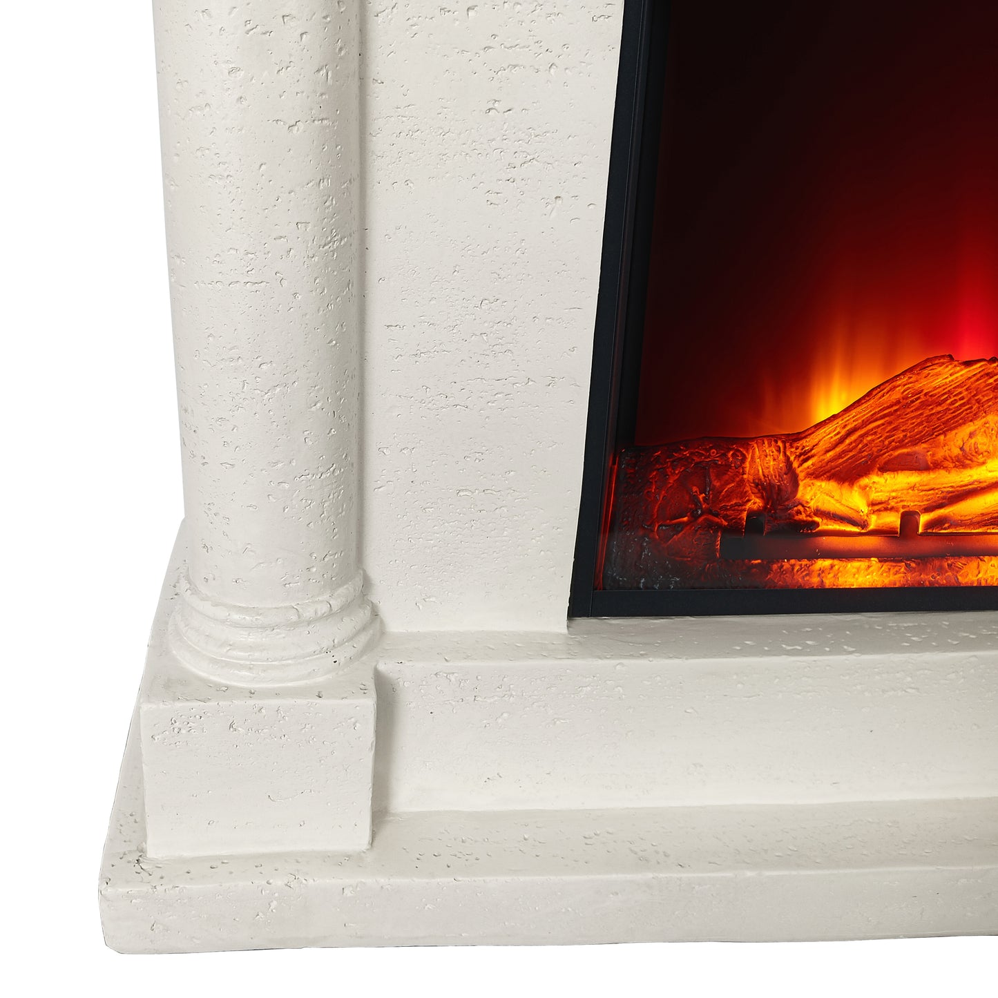 Festivo FFP25111 44.5" Electric Fireplace MGO Mantel with a Natural Stone–Look Finish-Ivory Travertine