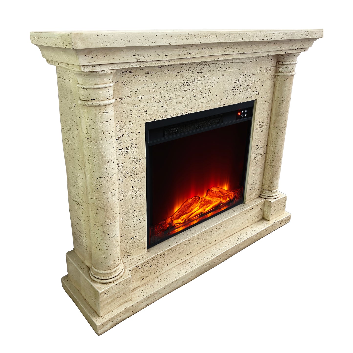 Festivo FFP25112 44.5" Electric Fireplace MGO Mantel with a Natural Stone–Look Finish-Sahara Travertine