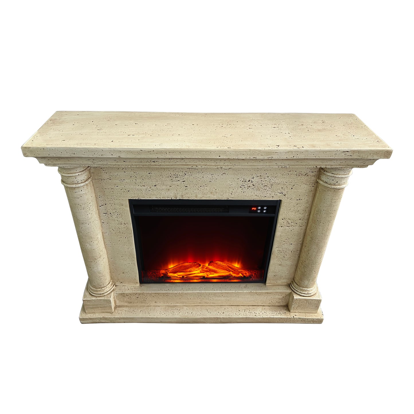 Festivo FFP25112 44.5" Electric Fireplace MGO Mantel with a Natural Stone–Look Finish-Sahara Travertine