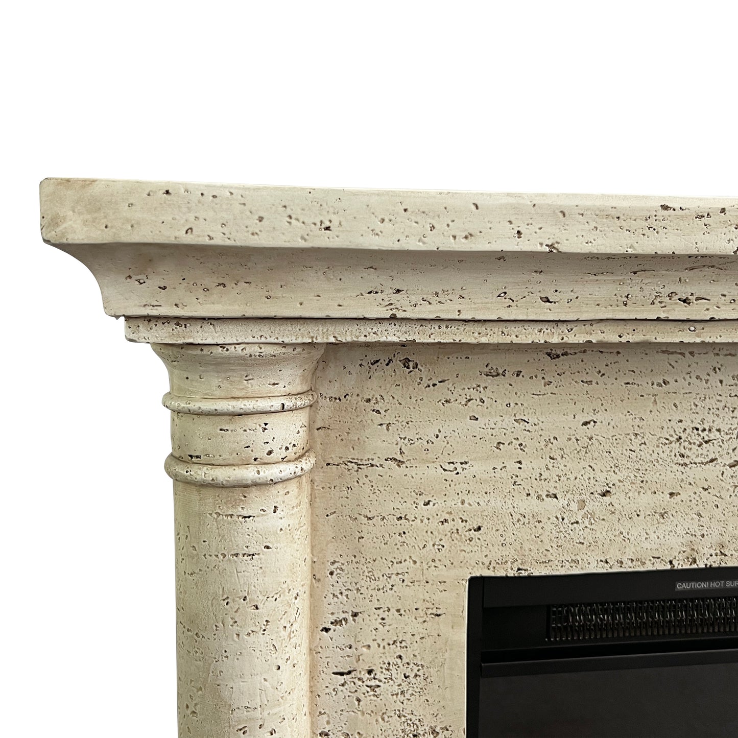 Festivo FFP25112 44.5" Electric Fireplace MGO Mantel with a Natural Stone–Look Finish-Sahara Travertine