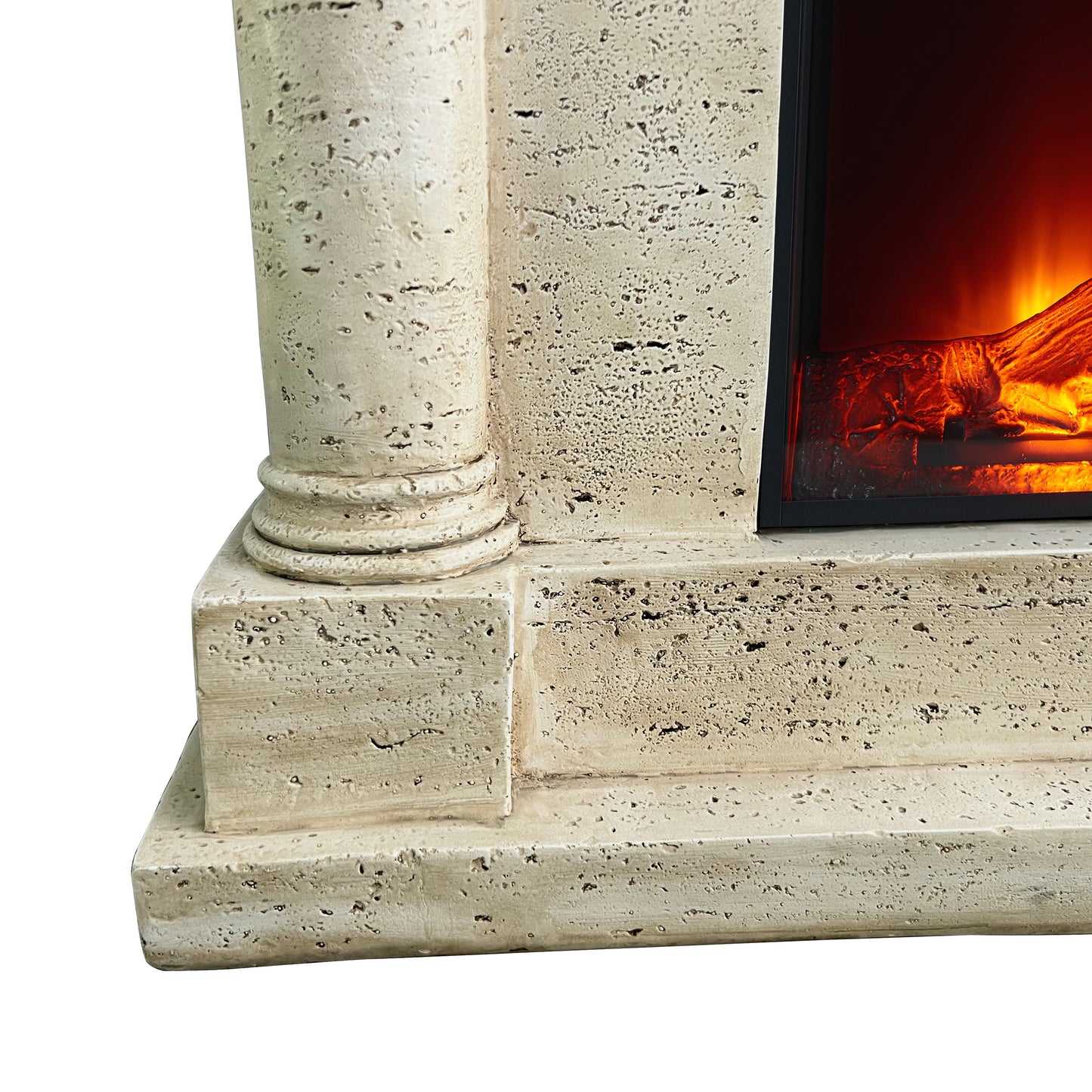 Festivo FFP25112 44.5" Electric Fireplace MGO Mantel with a Natural Stone–Look Finish-Sahara Travertine