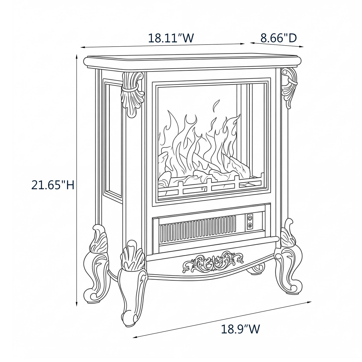 FESTIVO  FFP25165 18.9" GRC Electric Stove Heater with Faux Log-White Marble