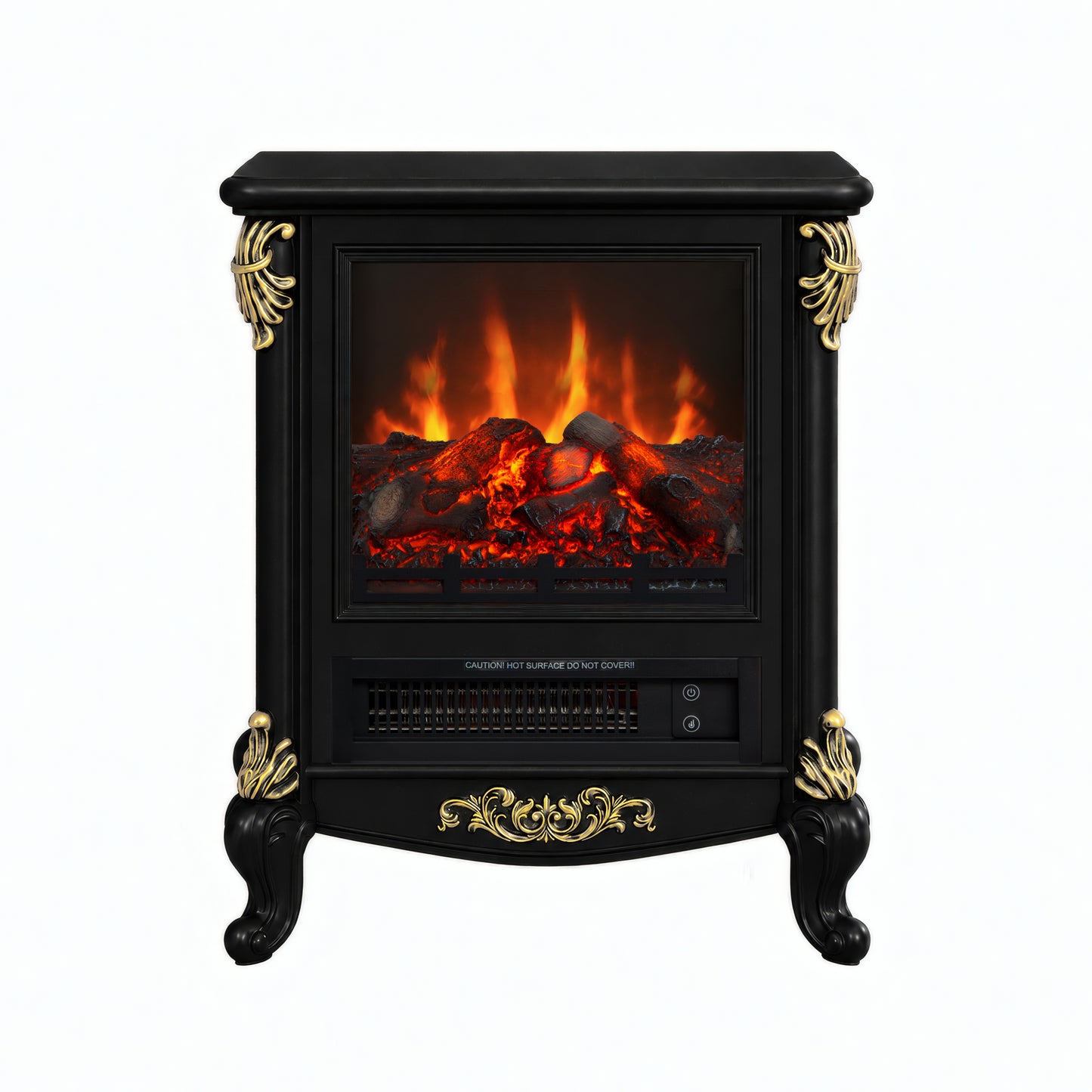 FESTIVO FFP25161 18.9" GRC Electric Stove Heater with Faux Log-Black & Gold