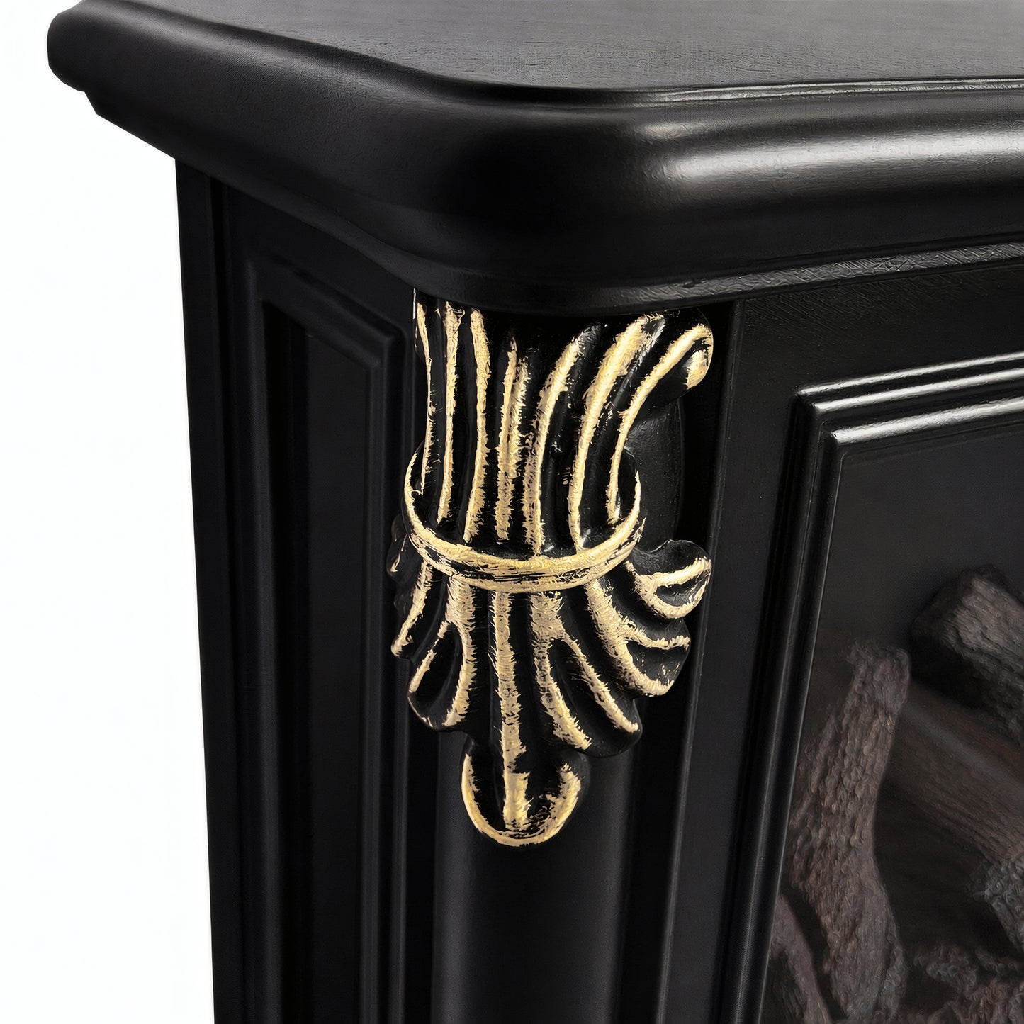 FESTIVO FFP25161 18.9" GRC Electric Stove Heater with Faux Log-Black & Gold