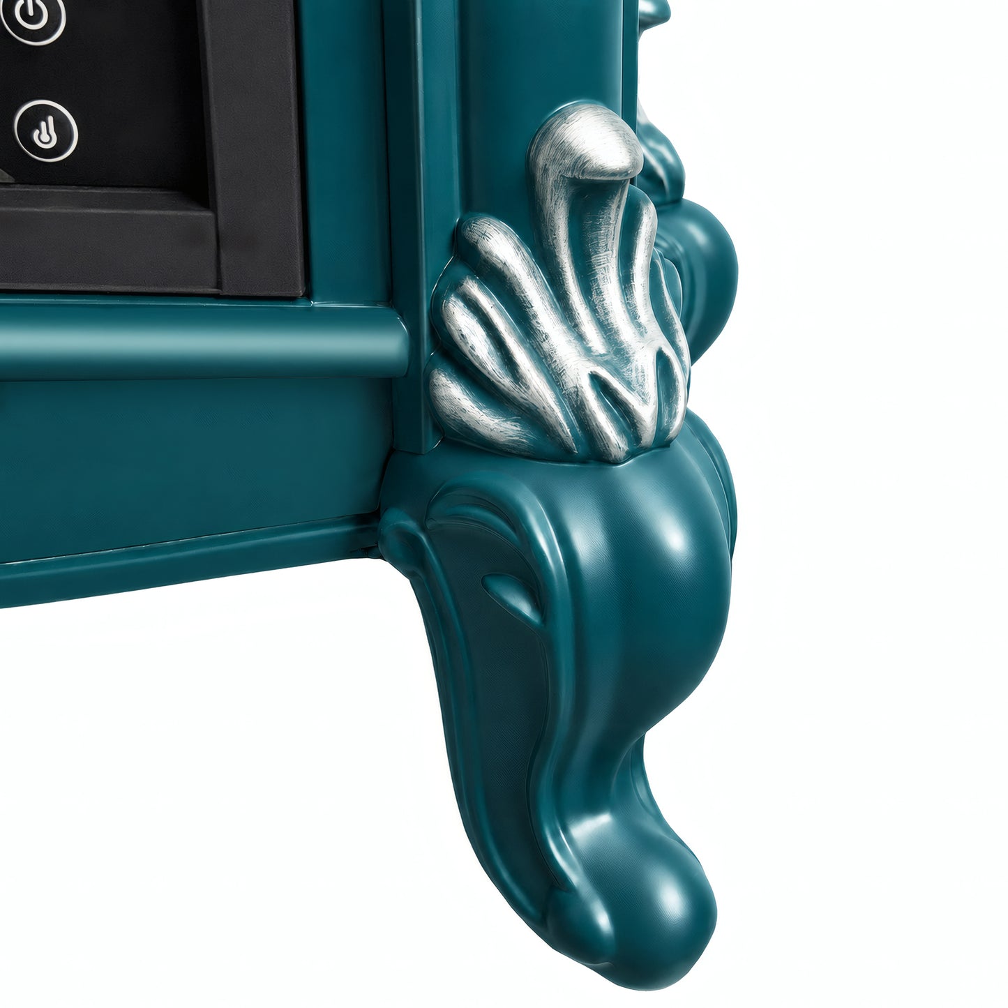 FESTIVO FFP25163 18.9" GRC Electric Stove Heater with Faux Log-Teal & Silver
