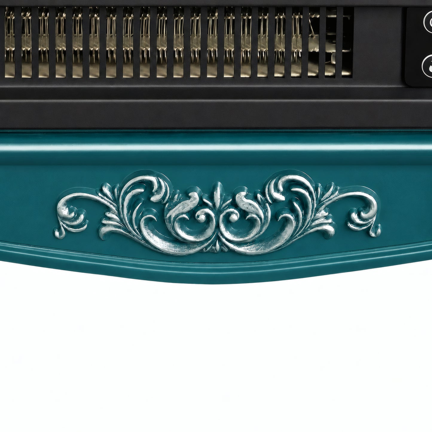 FESTIVO FFP25163 18.9" GRC Electric Stove Heater with Faux Log-Teal & Silver