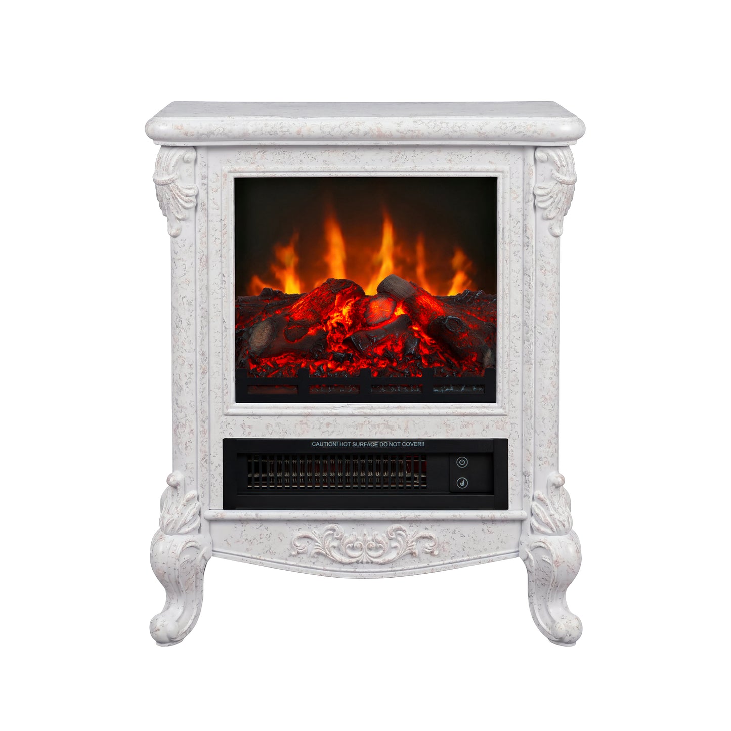 FESTIVO  FFP25165 18.9" GRC Electric Stove Heater with Faux Log-White Marble