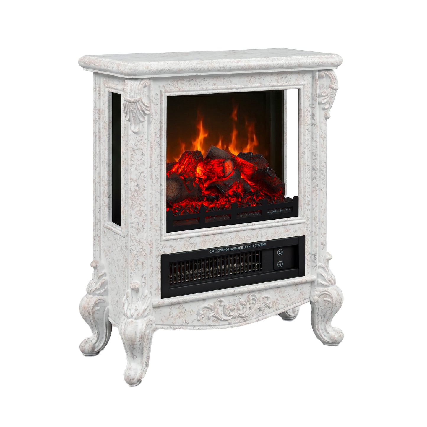 FESTIVO  FFP25165 18.9" GRC Electric Stove Heater with Faux Log-White Marble