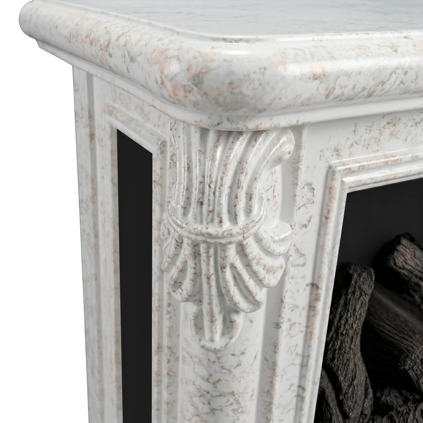 FESTIVO  FFP25165 18.9" GRC Electric Stove Heater with Faux Log-White Marble