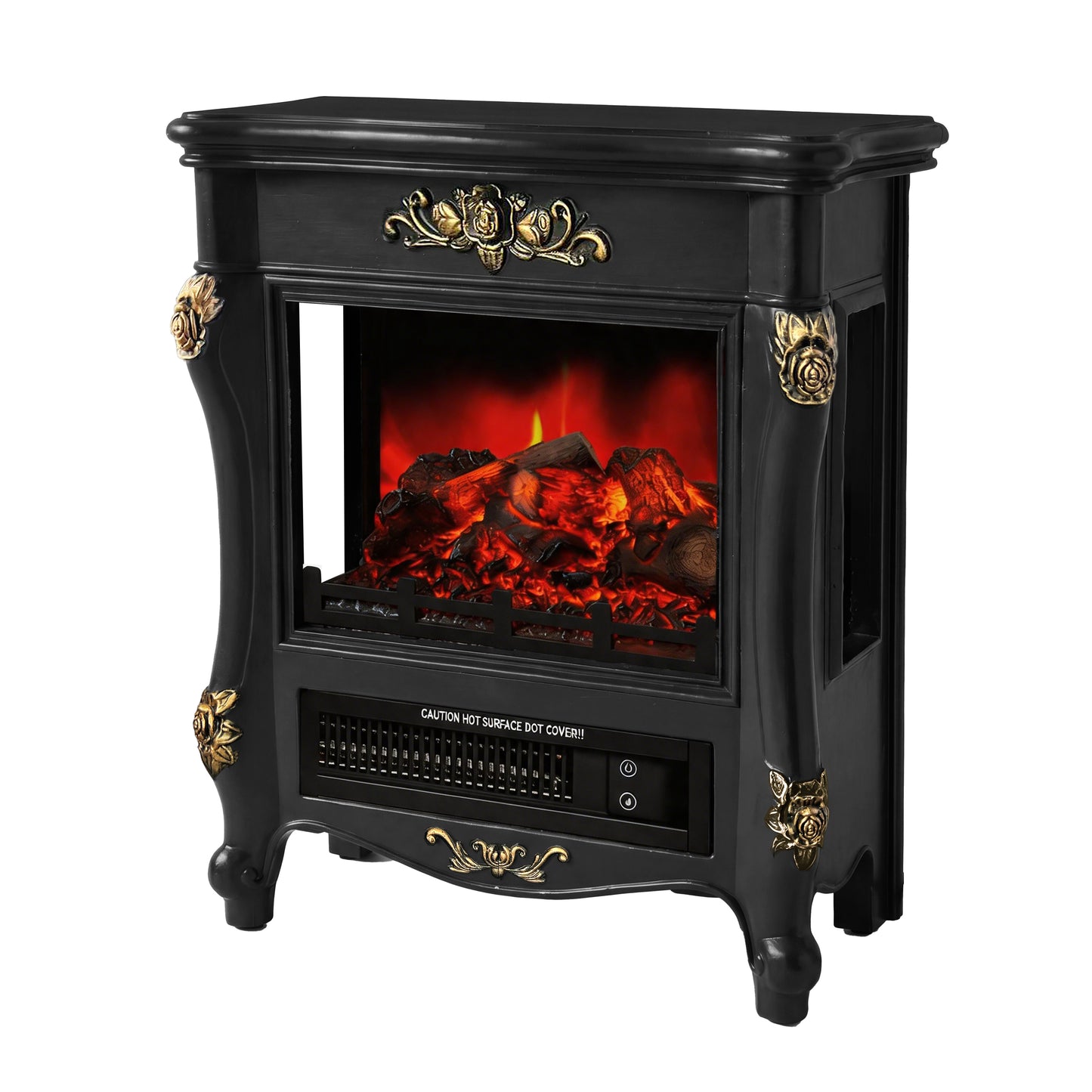 FESTIVO FFP25171 18.9" GRC Electric Stove Heater with Faux Log-Black & Gold